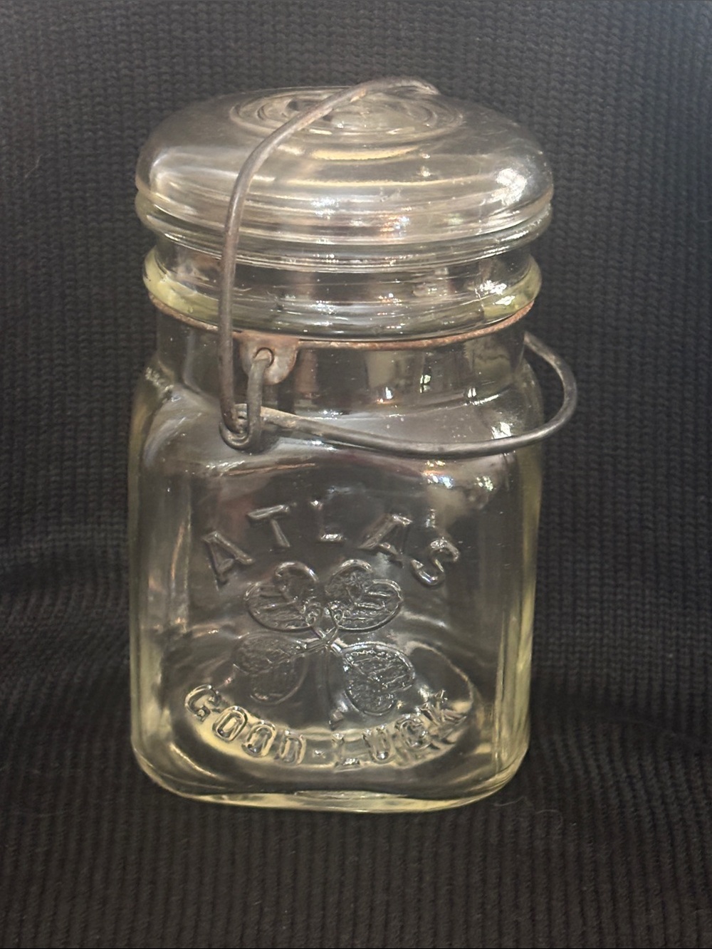 Atlas Good Luck Clover Glass Jar with Bail Lid